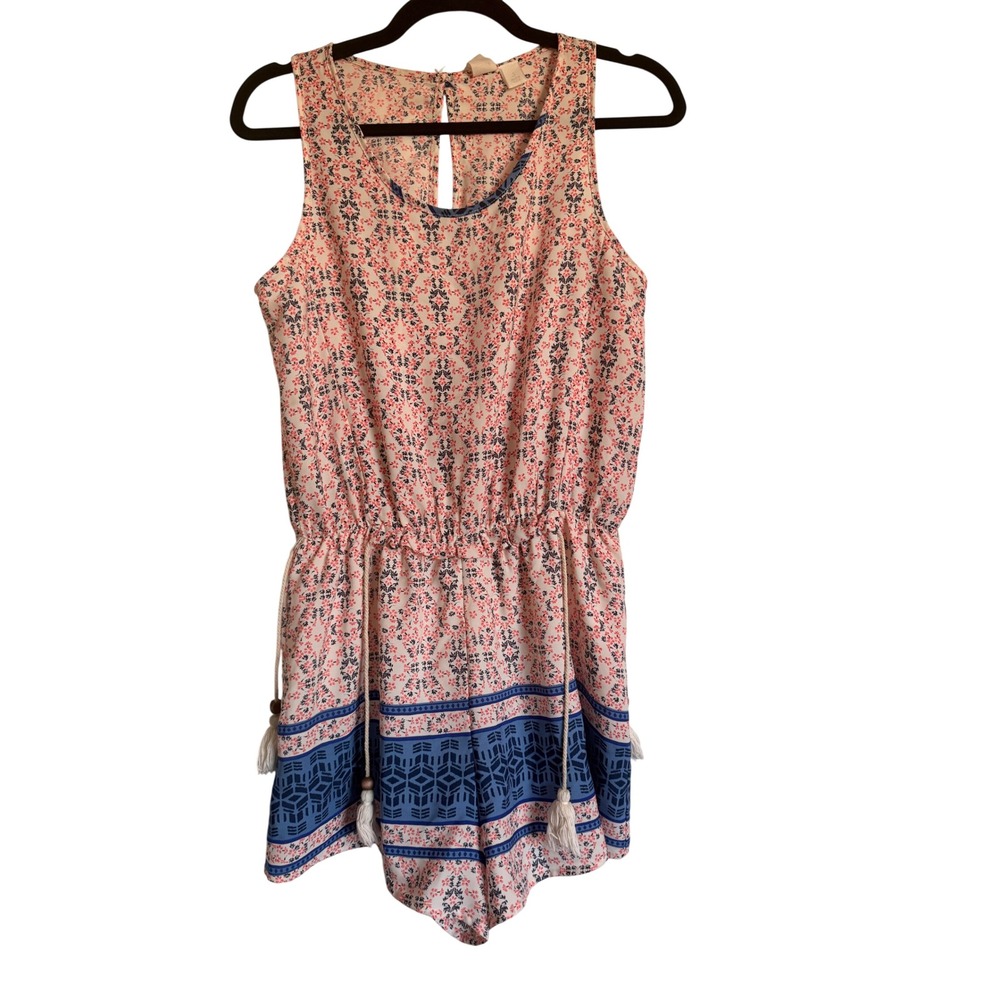 Spring Whimsical Francescas Floral Geometric  Romper ‎ Small Made in USA